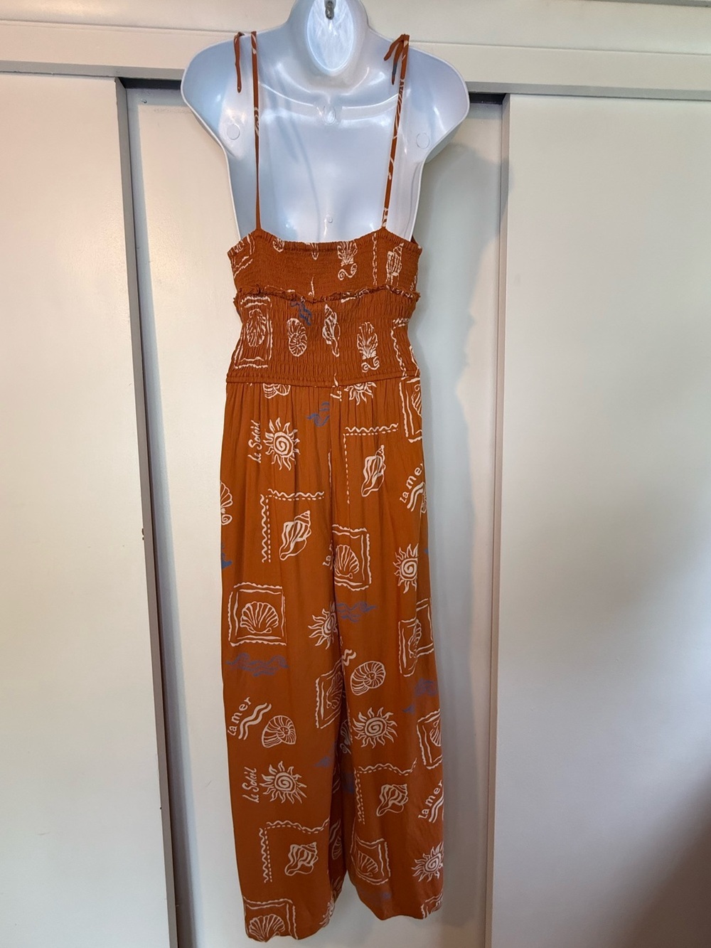 Patrons of Peace Rust Jumpsuit with White Print - Picture 12 of 15